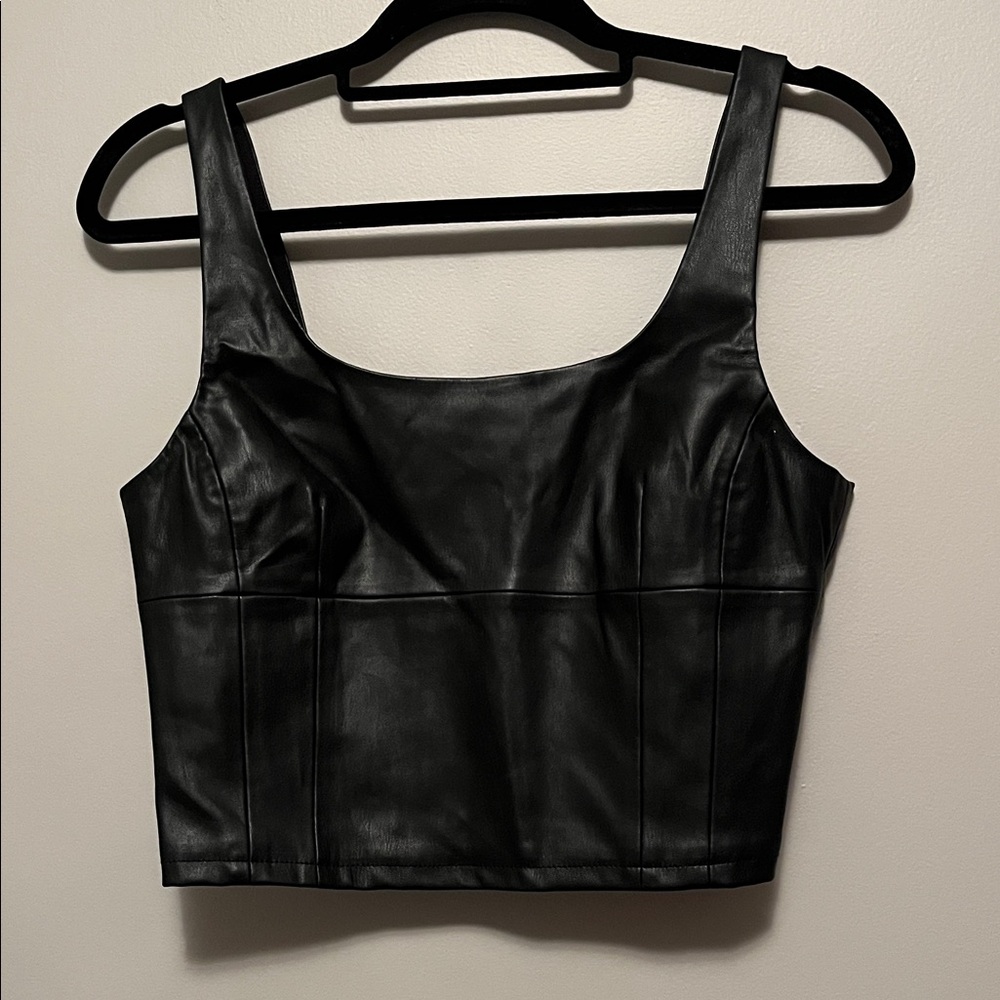 Gentle Fawn Black Faux Leather Crop Top - Tank Top